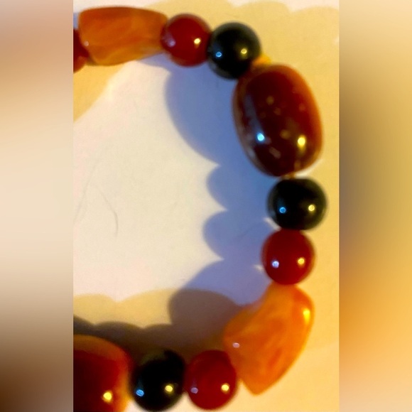 NWOT Vintage Artisan Stretch Bracelet, Polished, Stones, Beads, Boho, Handmade‌‌ - Picture 4 of 6